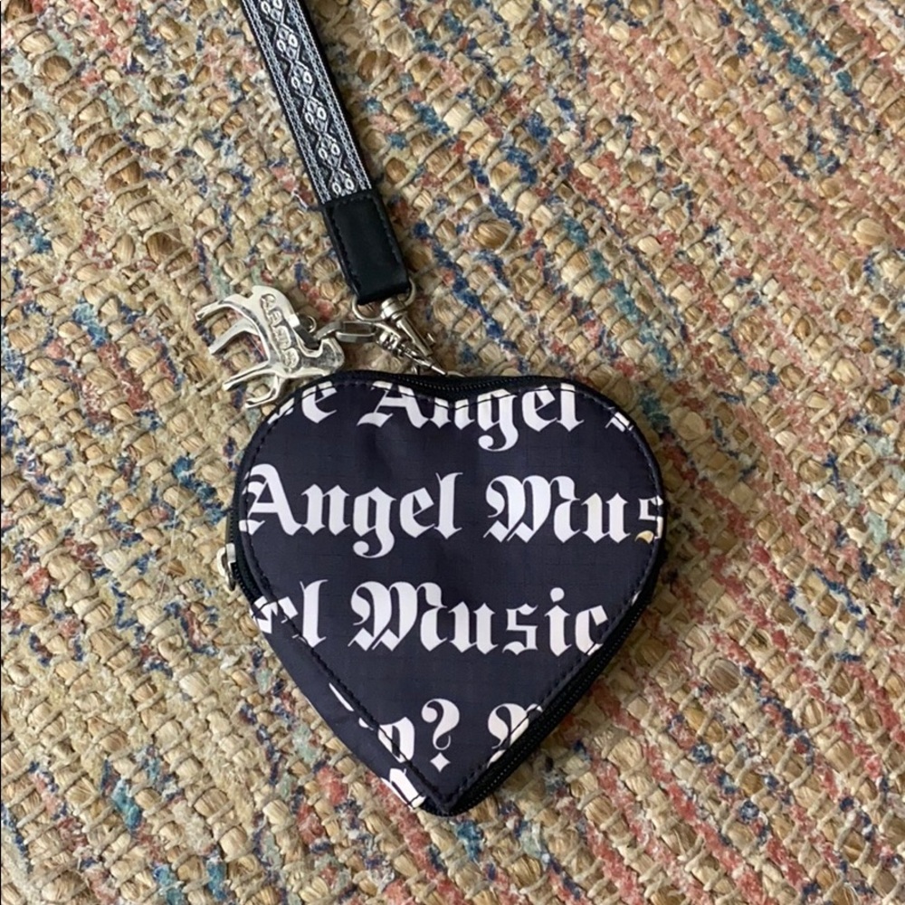 L.A.M.B. Black and White Heart Wristlet